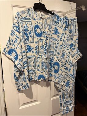 Calypso St. Barth Blue and White Printed 2 piece  Set